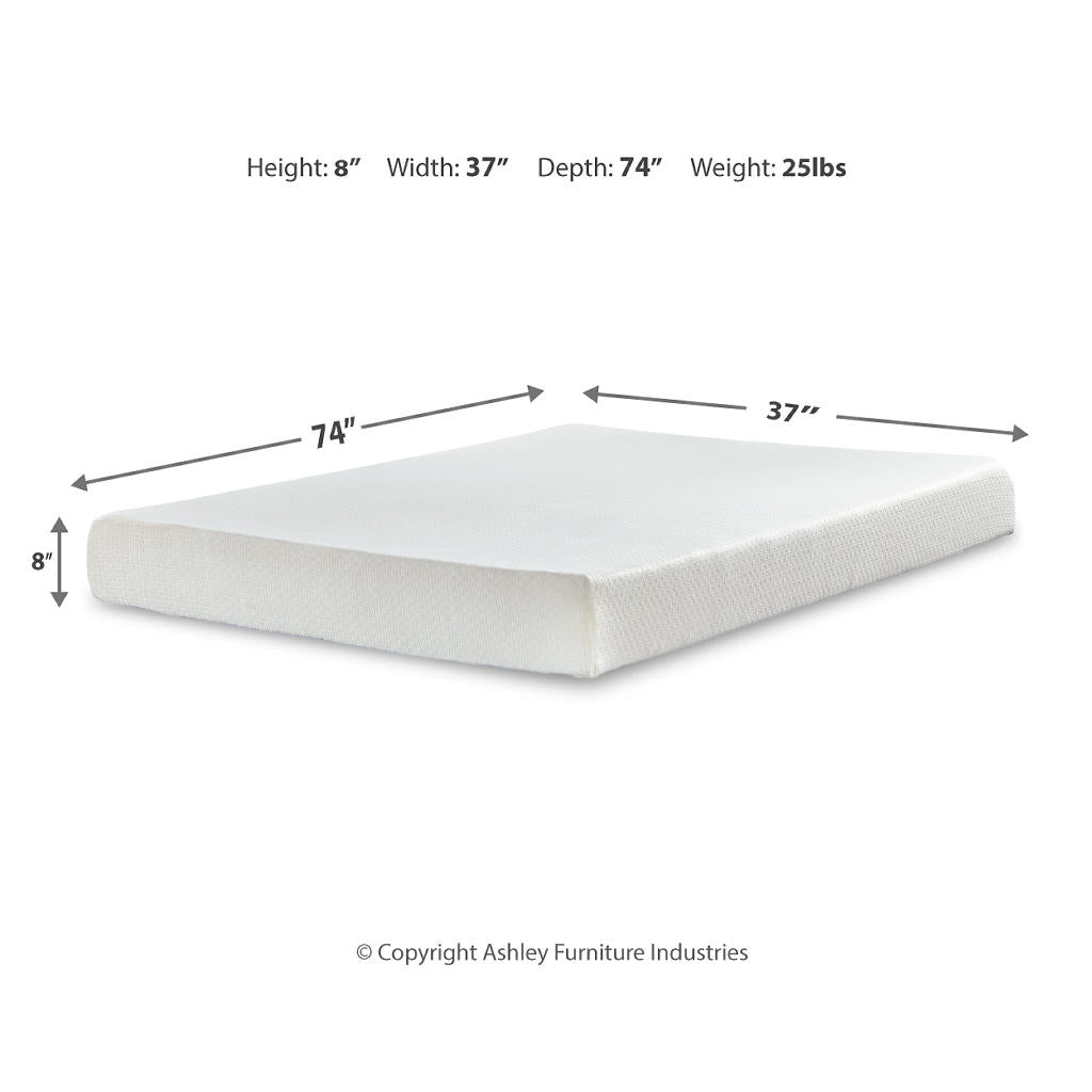 Chime 8 Inch Memory Foam Twin Mattress in a Box Sierra Sleep® By Ashley Memory Foam