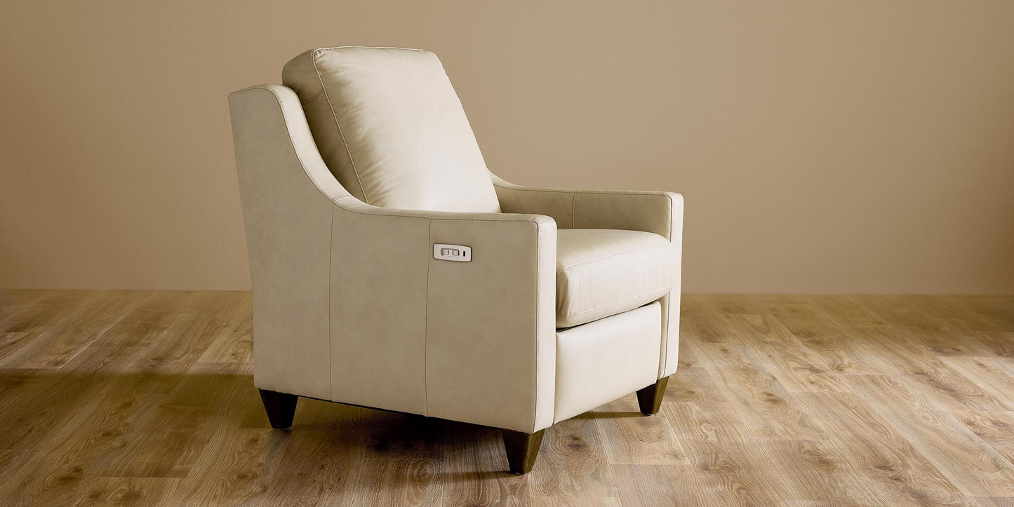 Magnificent Motion Leather Slope Arm Power Wall Recliner Bassett