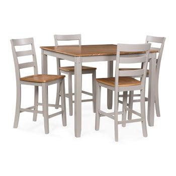 Harperfeld Counter Table and 4 Stools (Set of 5) — Natural/Gray Signature Design by Ashley® Dining Room