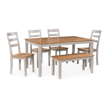 Harperfeld Dining Table and 4 Chairs and Bench (Set of 6)