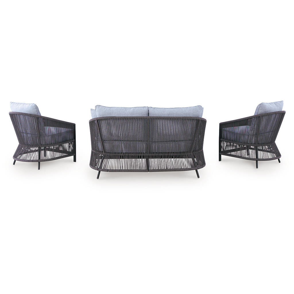 Bridges Beach Outdoor Love/Chairs/Table Set (Set of 4) Signature Design by Ashley® Outdoor