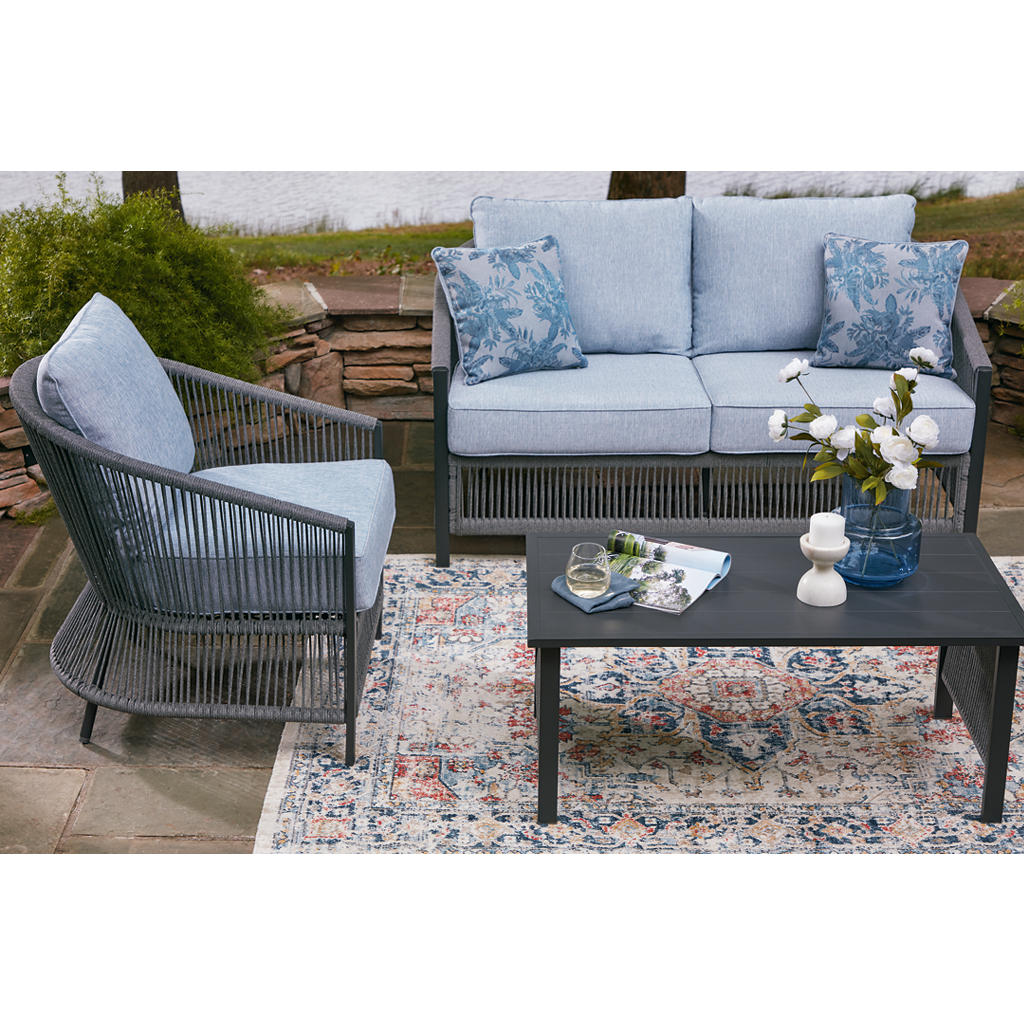 Bridges Beach Outdoor Love/Chairs/Table Set (Set of 4) Signature Design by Ashley® Outdoor