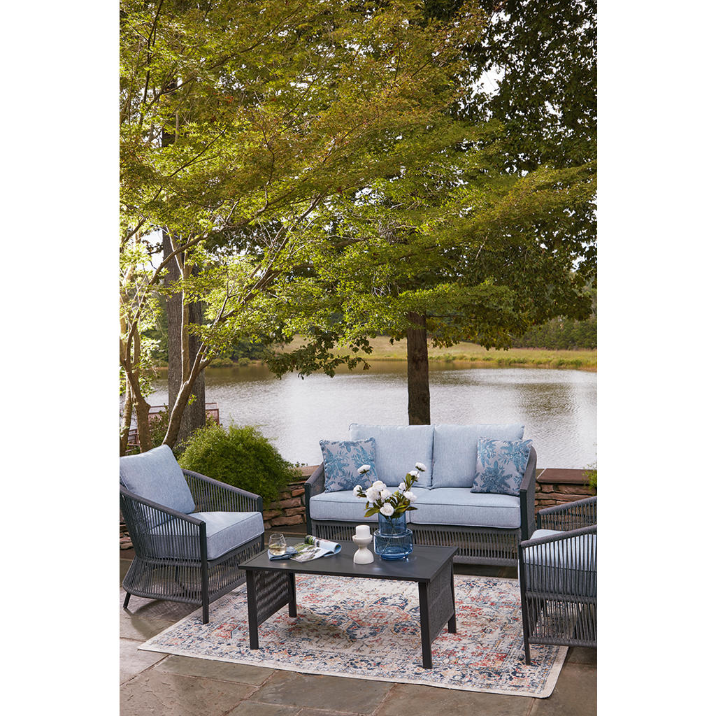 Bridges Beach Outdoor Love/Chairs/Table Set (Set of 4) Signature Design by Ashley® Outdoor