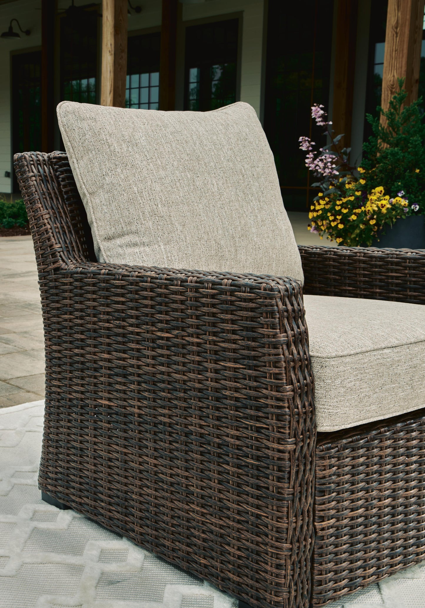 Brook Ranch Outdoor Sofa Sectional, Bench, Lounge Chair and Table