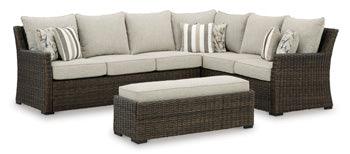 Brook Ranch Outdoor Sectional and Bench Set of 3 Signature Design by Ashley® Outdoor