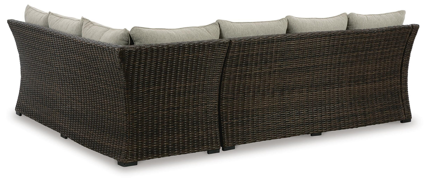Brook Ranch Outdoor Sofa Sectional, Bench, Lounge Chair and Table