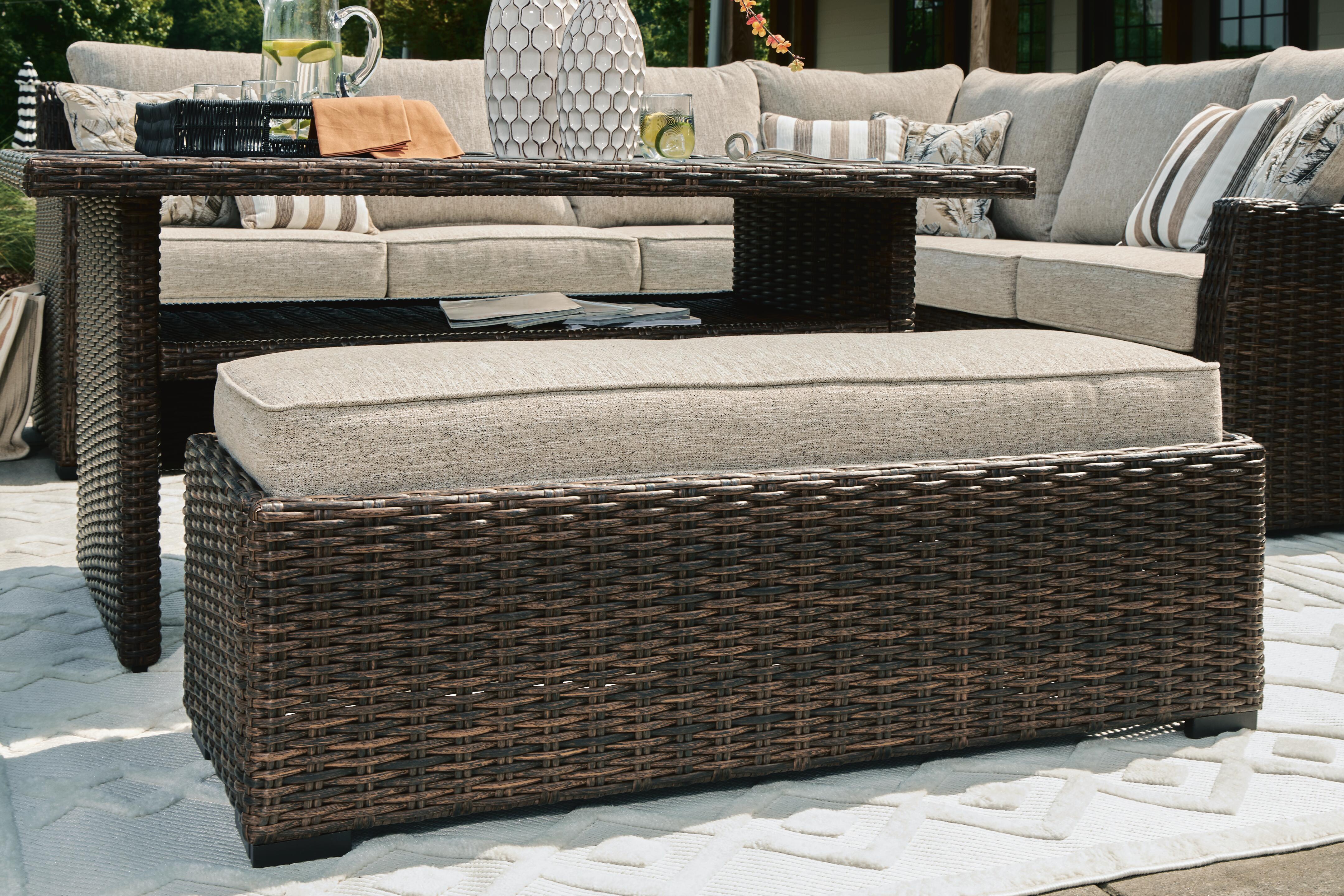 Brook Ranch Outdoor Sofa Sectional, Bench, Lounge Chair and Table