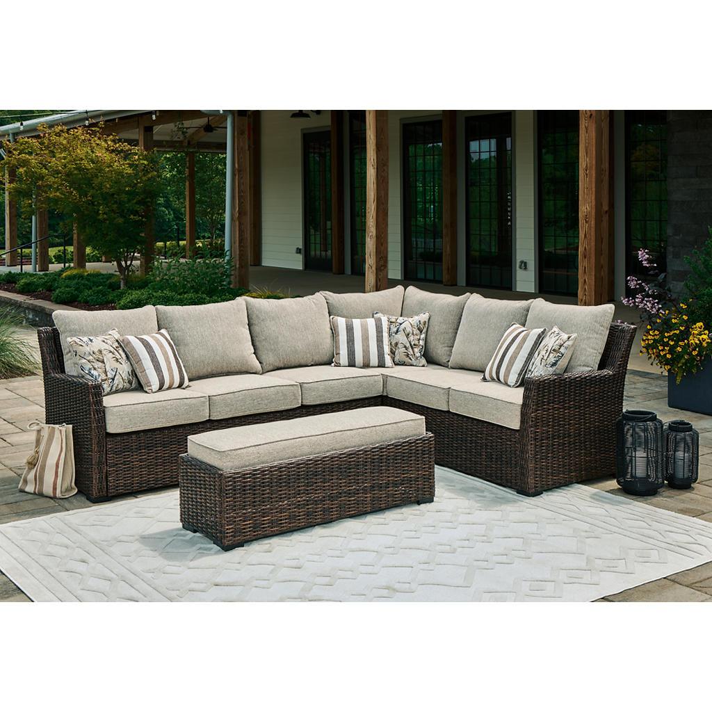 Brook Ranch Outdoor Sectional and Bench Set of 3 Signature Design by Ashley® Outdoor