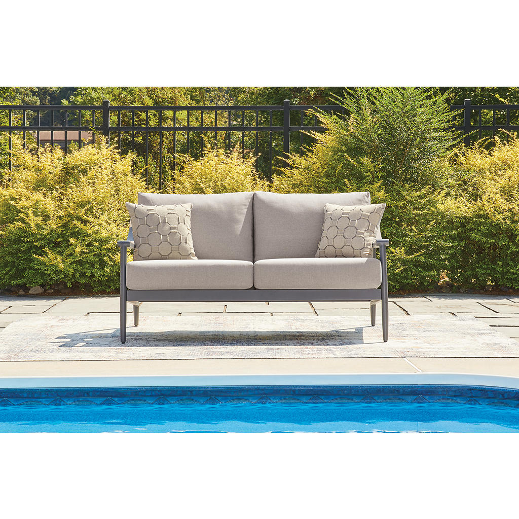 Ocean Beach Outdoor Loveseat with Cushion Signature Design by Ashley® Outdoor