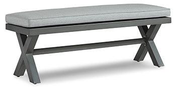 Elite Park Outdoor Bench with Cushion — Gray Signature Design by Ashley® Outdoor