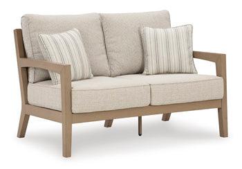 Hallow Creek Outdoor Loveseat with Cushion — Driftwood Signature Design by Ashley® Outdoor