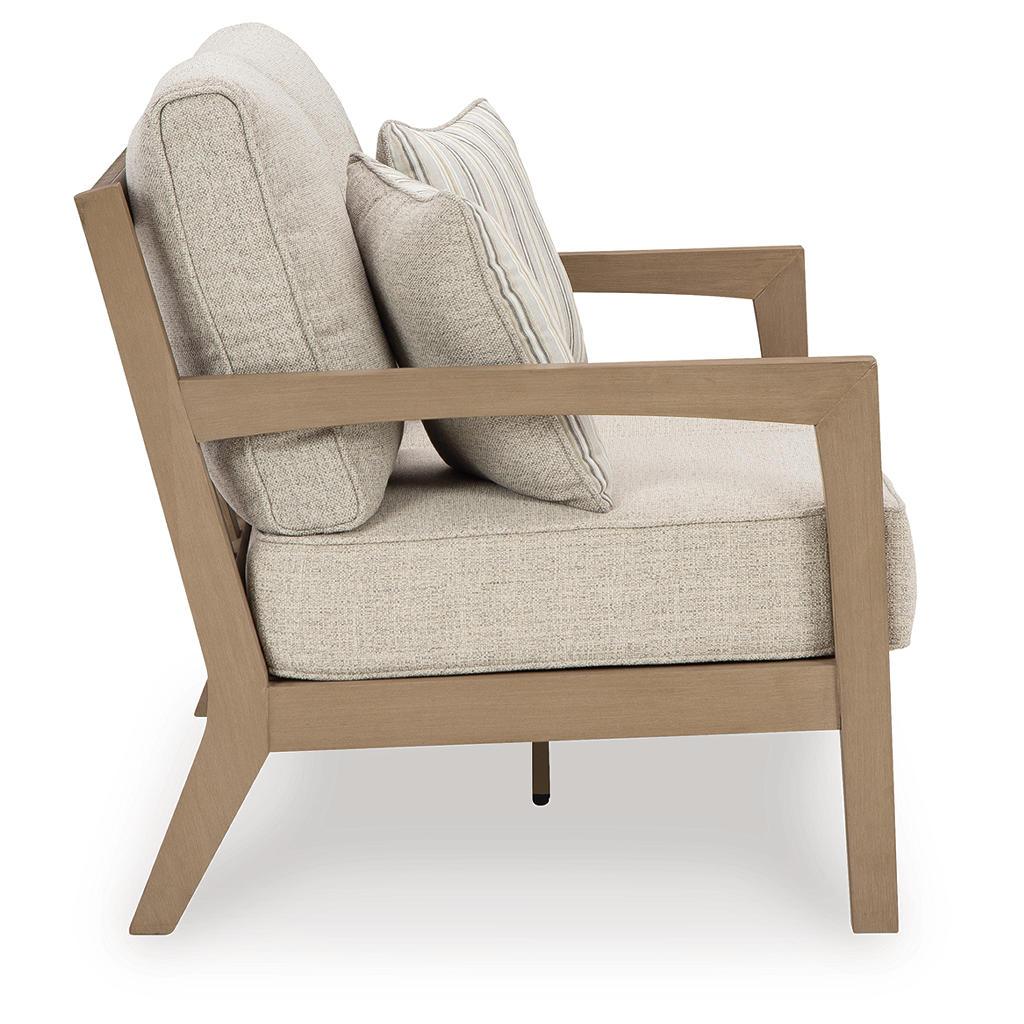 Hallow Creek Outdoor Loveseat with Cushion — Driftwood Signature Design by Ashley® Outdoor