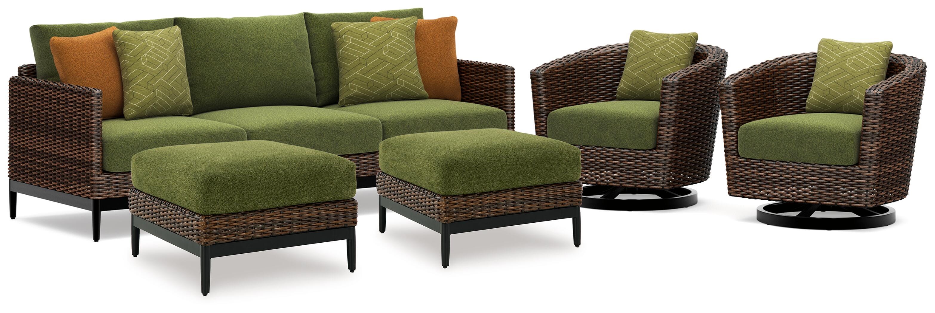 Horizon Hall Outdoor Sofa, 2 Lounge Chairs and 2 Ottomans