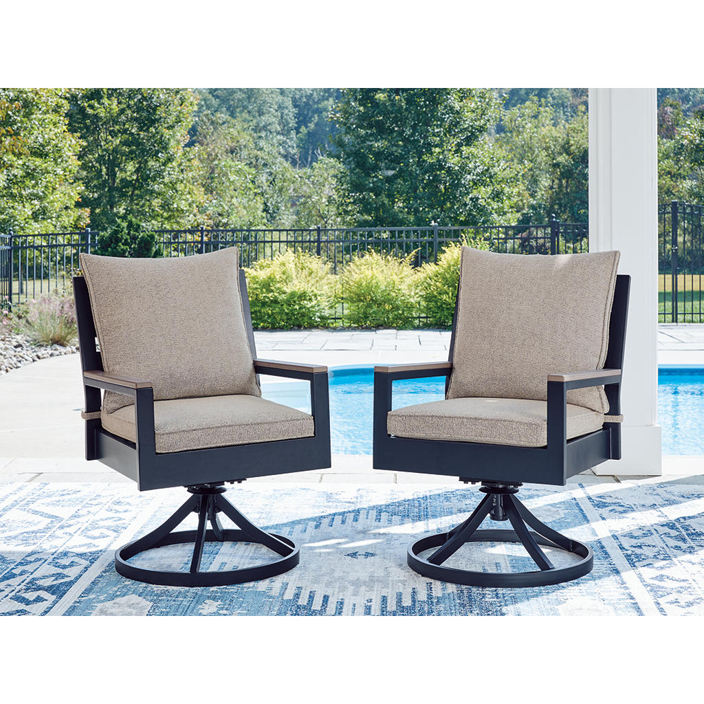 East Beach Outdoor Swivel Chair with Cushion (Set of 2) Signature Design by Ashley® Outdoor