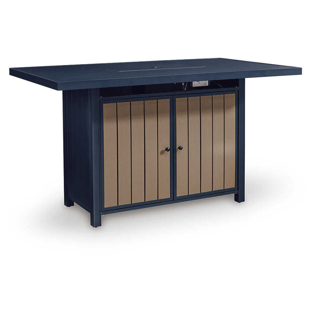 East Beach Outdoor Bar Table with Fire Pit Signature Design by Ashley® Outdoor