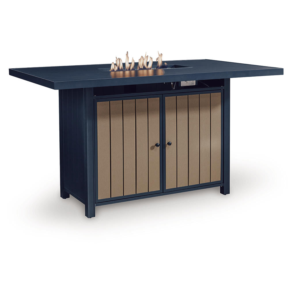 East Beach Outdoor Bar Table with Fire Pit Signature Design by Ashley® Outdoor