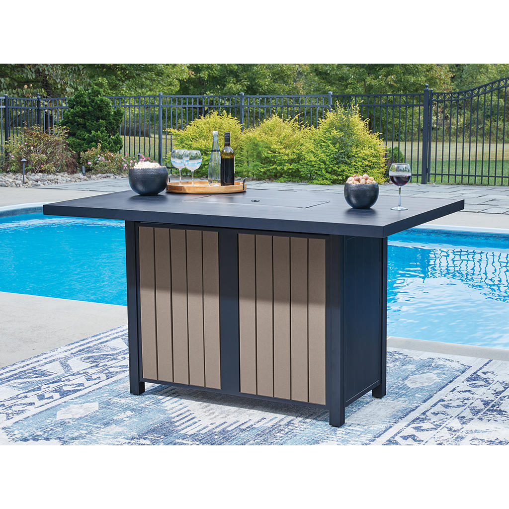 East Beach Outdoor Bar Table with Fire Pit Signature Design by Ashley® Outdoor