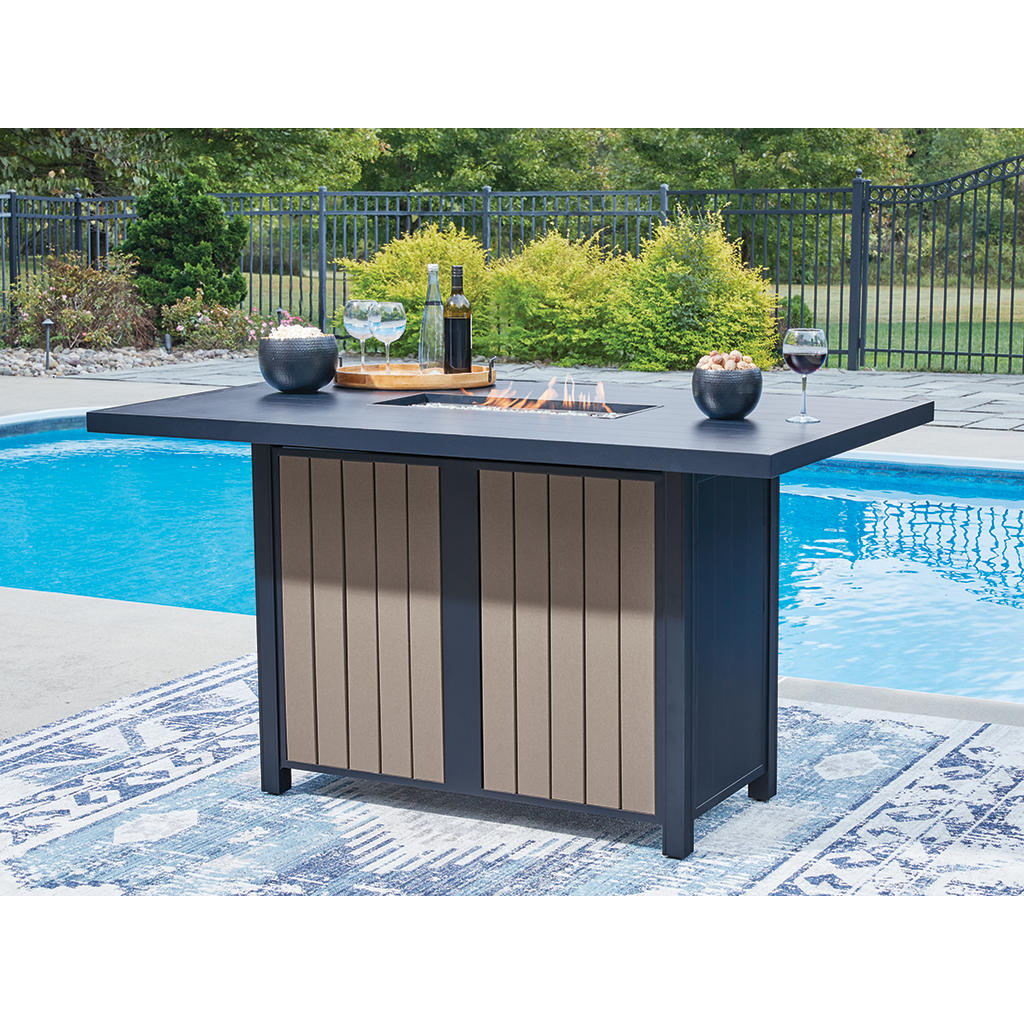 East Beach Outdoor Bar Table with Fire Pit Signature Design by Ashley® Outdoor