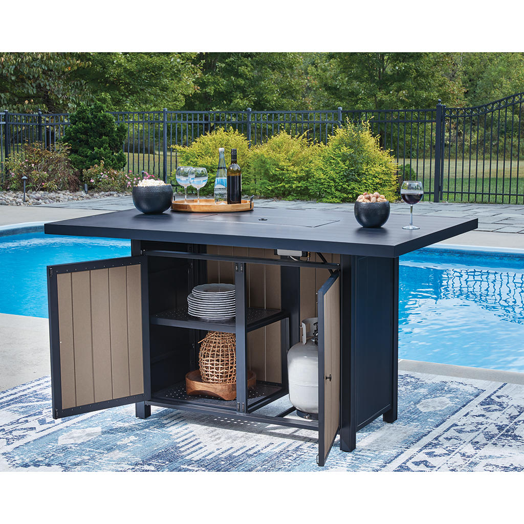 East Beach Outdoor Bar Table with Fire Pit Signature Design by Ashley® Outdoor