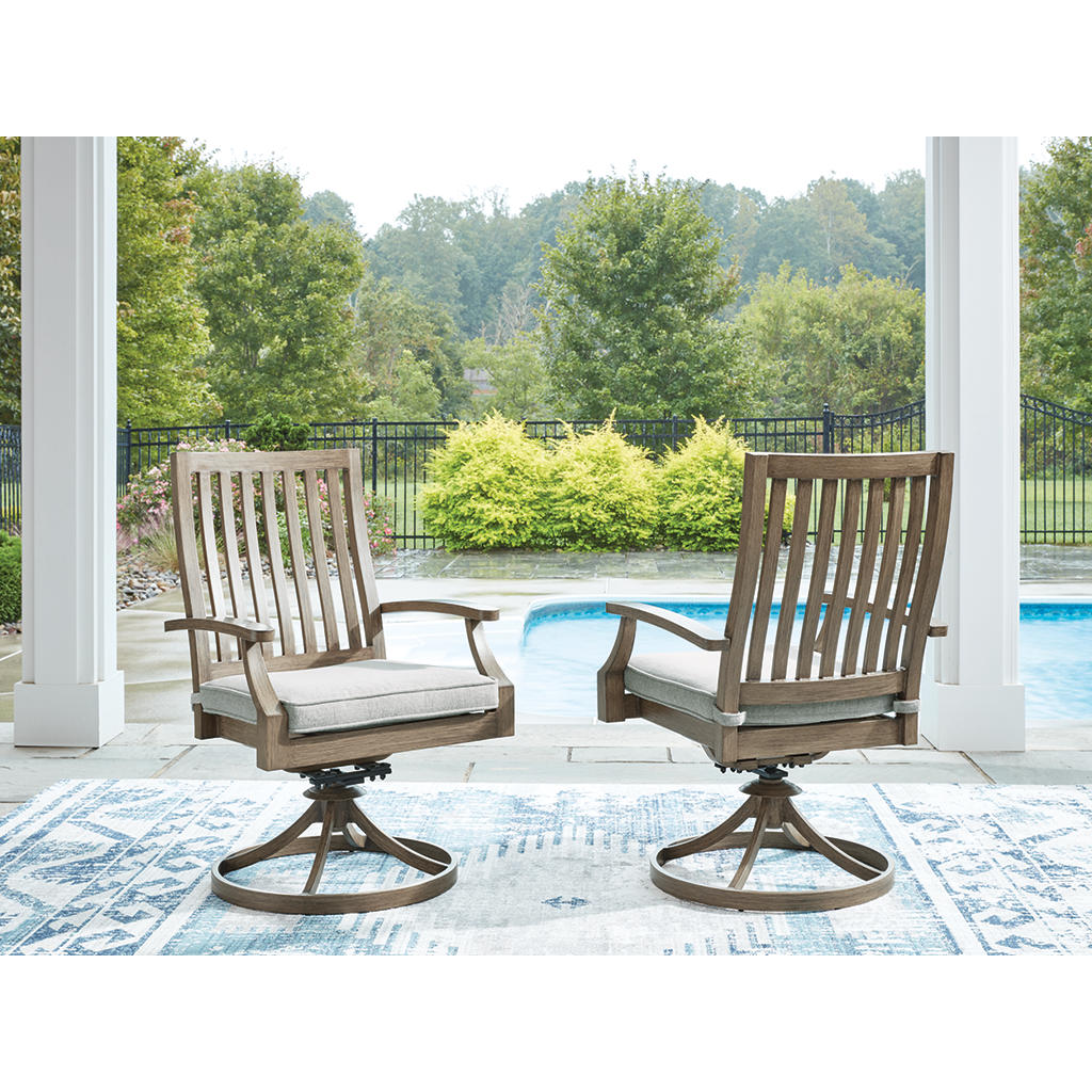 Rainier Ranch Outdoor Swivel Chair with Cushion (Set of 2) Signature Design by Ashley® Outdoor