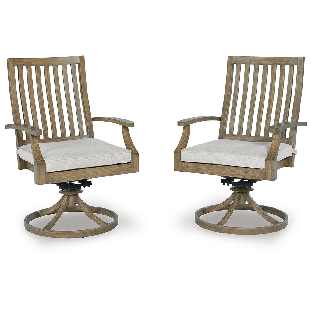 Rainier Ranch Outdoor Swivel Chair with Cushion (Set of 2) Signature Design by Ashley® Outdoor