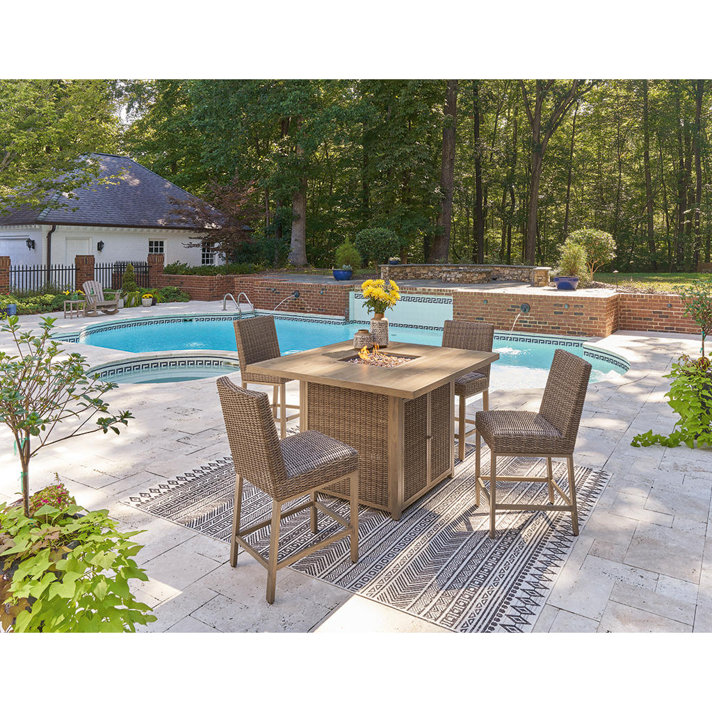 Walton Bridge Outdoor Bar Table and 4 Barstools Signature Design by Ashley® Uncategorized