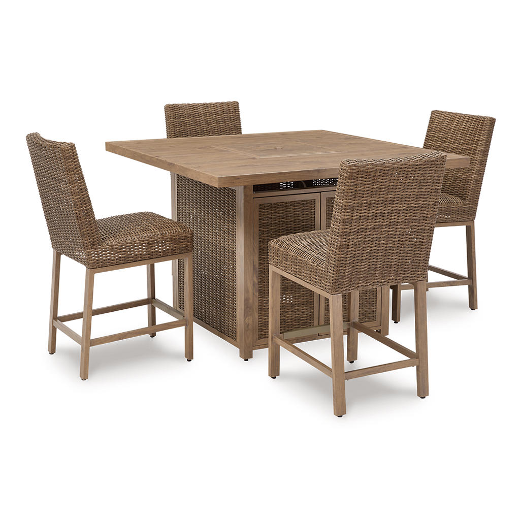 Walton Bridge Outdoor Bar Table and 4 Barstools Signature Design by Ashley® Uncategorized