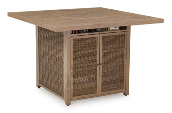 Walton Bridge Outdoor Bar Table with Fire Pit Signature Design by Ashley® Outdoor