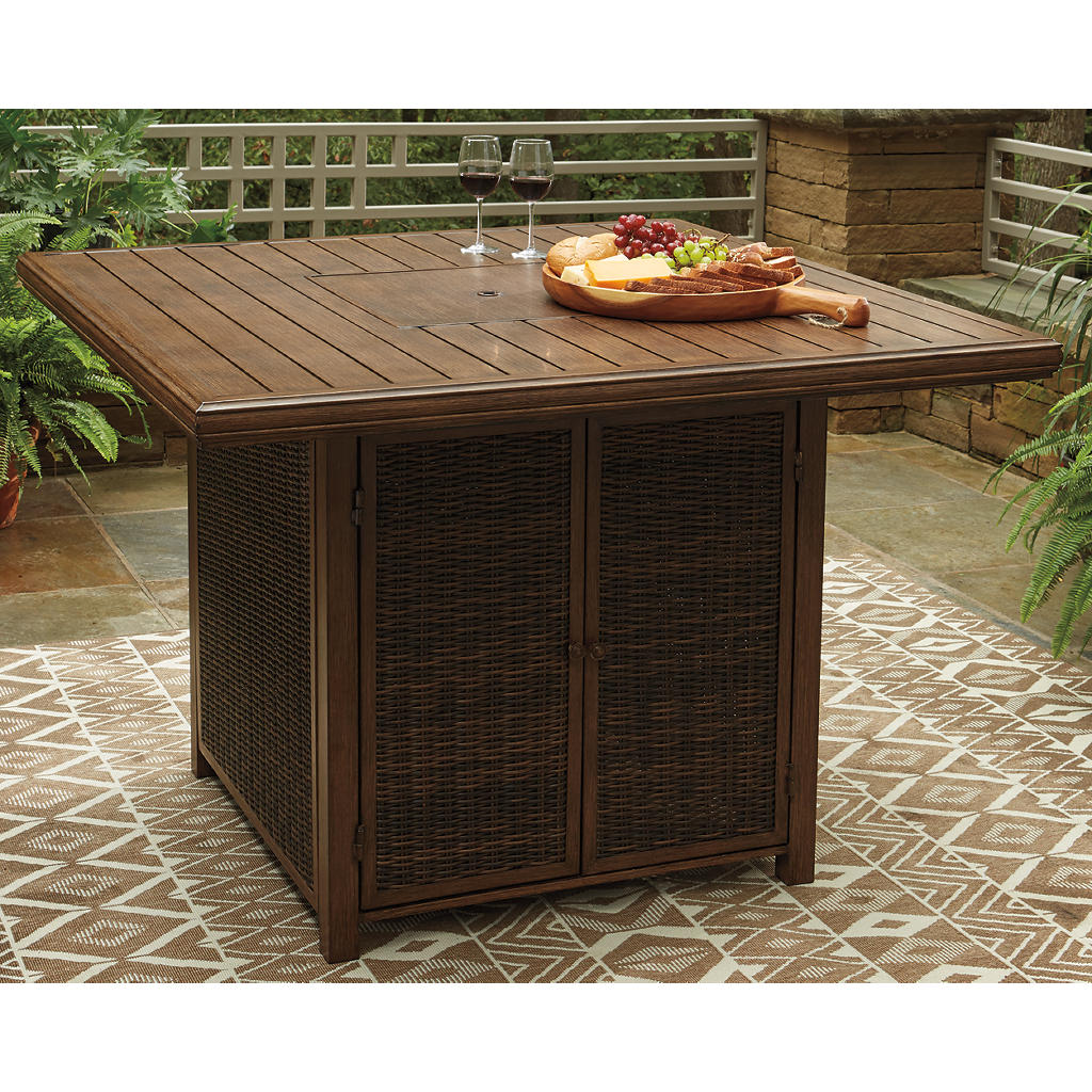 Paradise Trail Bar Table with Fire Pit Signature Design by Ashley® Outdoor