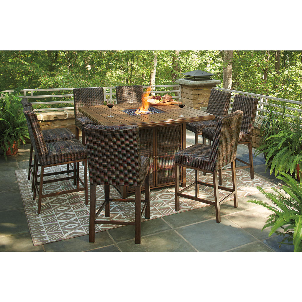 Paradise Trail Outdoor Counter Height Dining Table with 6 Barstools Signature Design by Ashley® Uncategorized