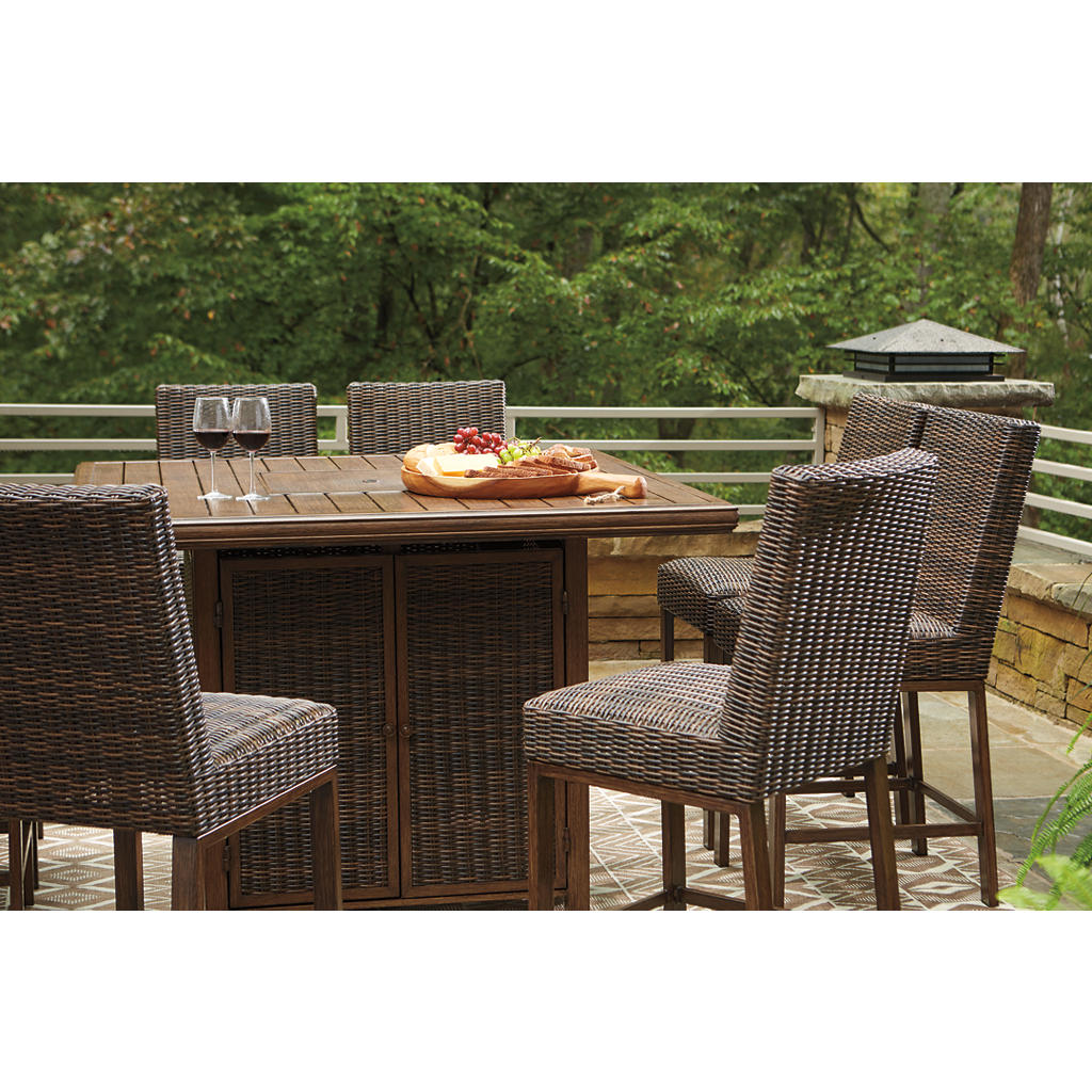 Paradise Trail Outdoor Counter Height Dining Table with 6 Barstools Signature Design by Ashley® Uncategorized