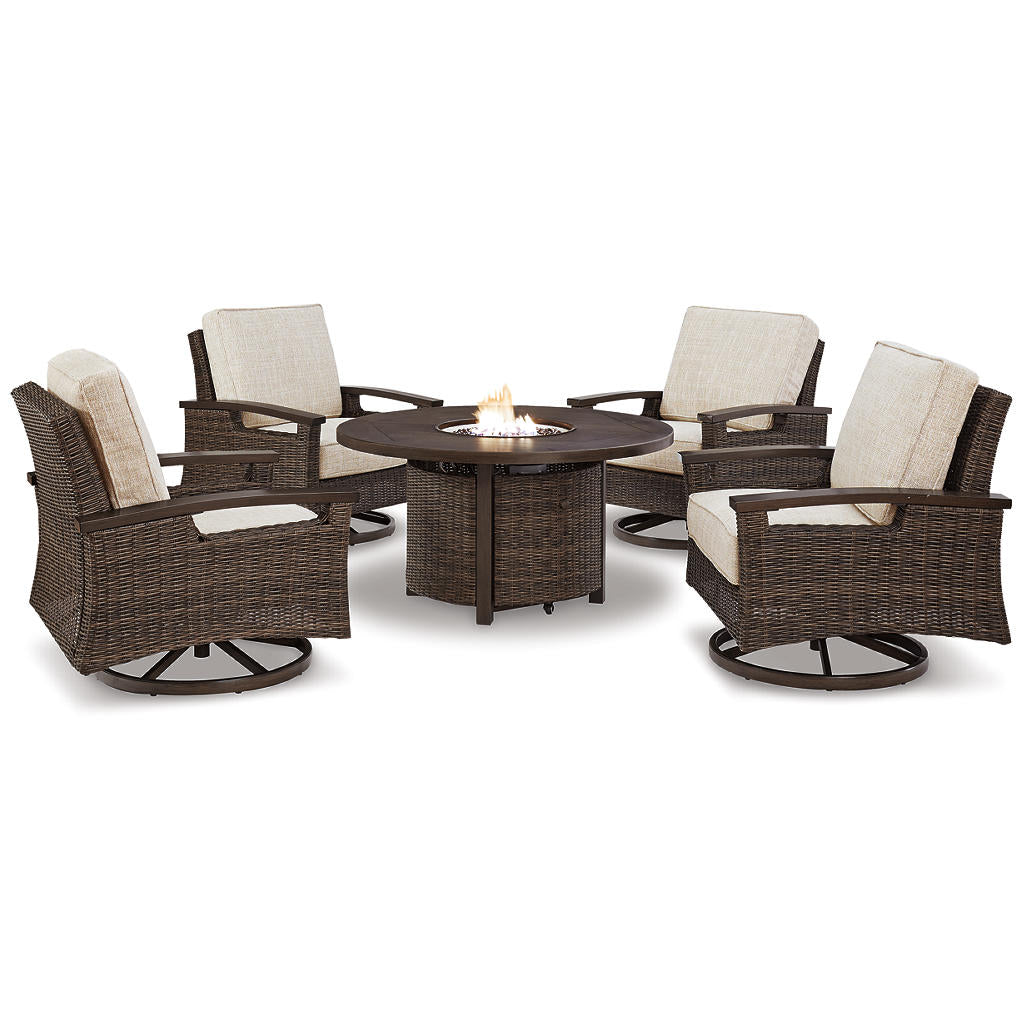 Paradise Trail Outdoor Fire Pit Table with 4 Lounge Chairs Signature Design by Ashley® Uncategorized