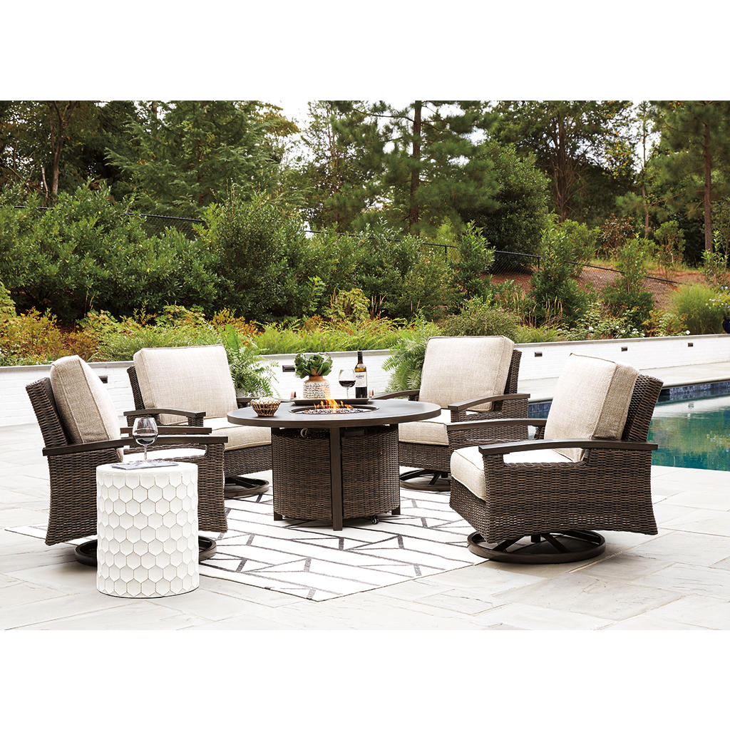 Paradise Trail Outdoor Fire Pit Table with 4 Lounge Chairs Signature Design by Ashley® Uncategorized