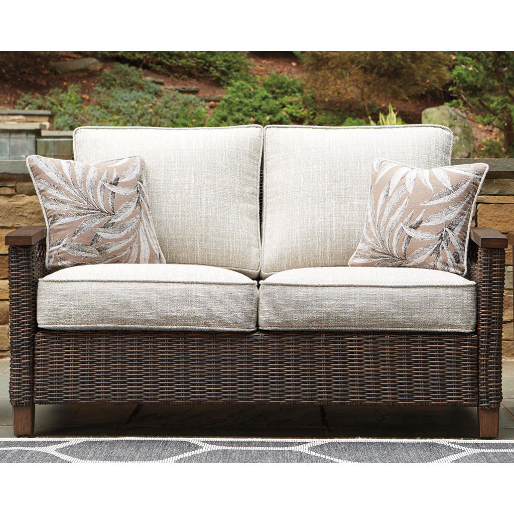 Paradise Trail Outdoor Loveseat, Fire Pit Table and 2 Lounge Chairs Signature Design by Ashley® Uncategorized