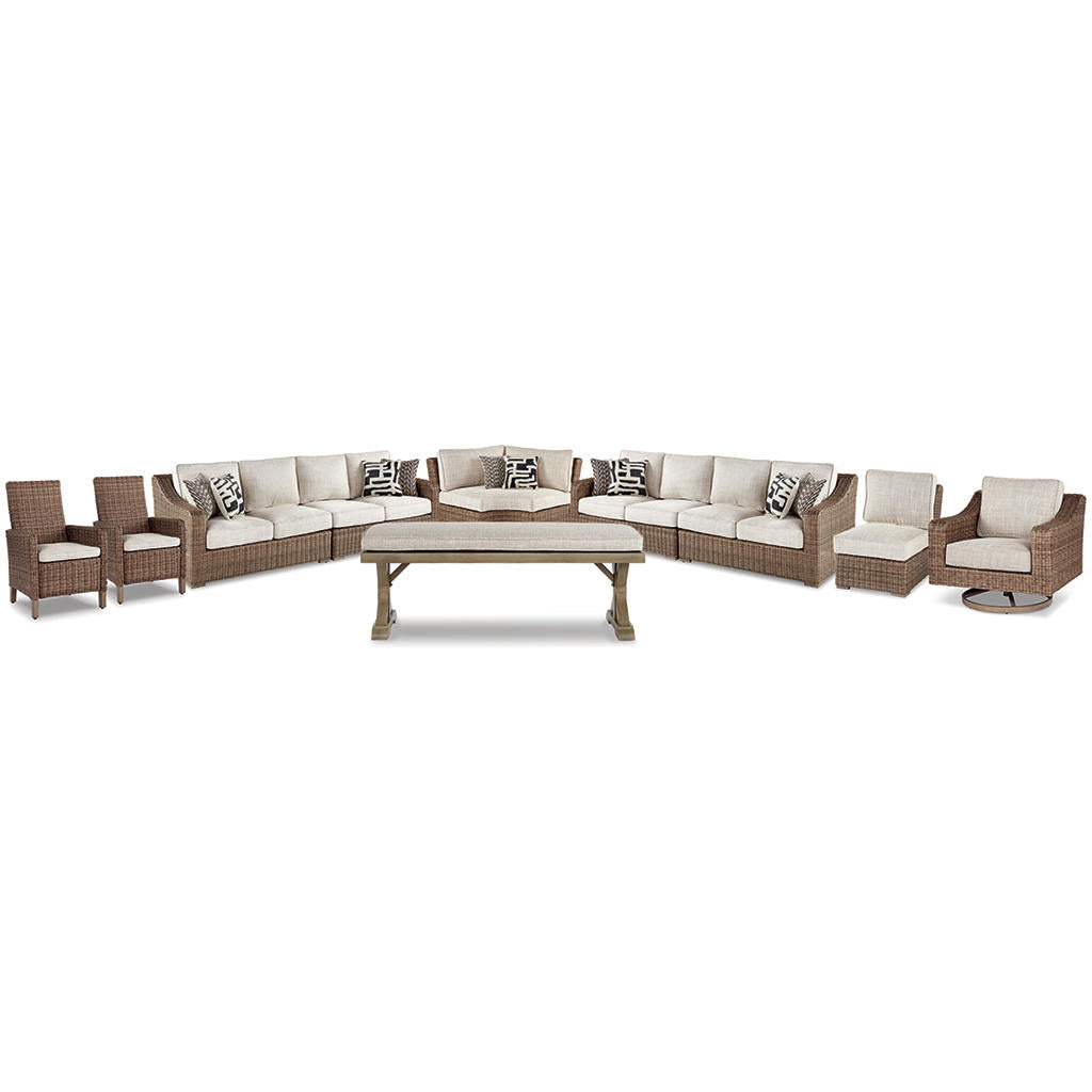 Beachcroft 4-Piece Outdoor Sectional, 2 Arm Chairs, Lounge Chair and Bench Signature Design by Ashley® Uncategorized