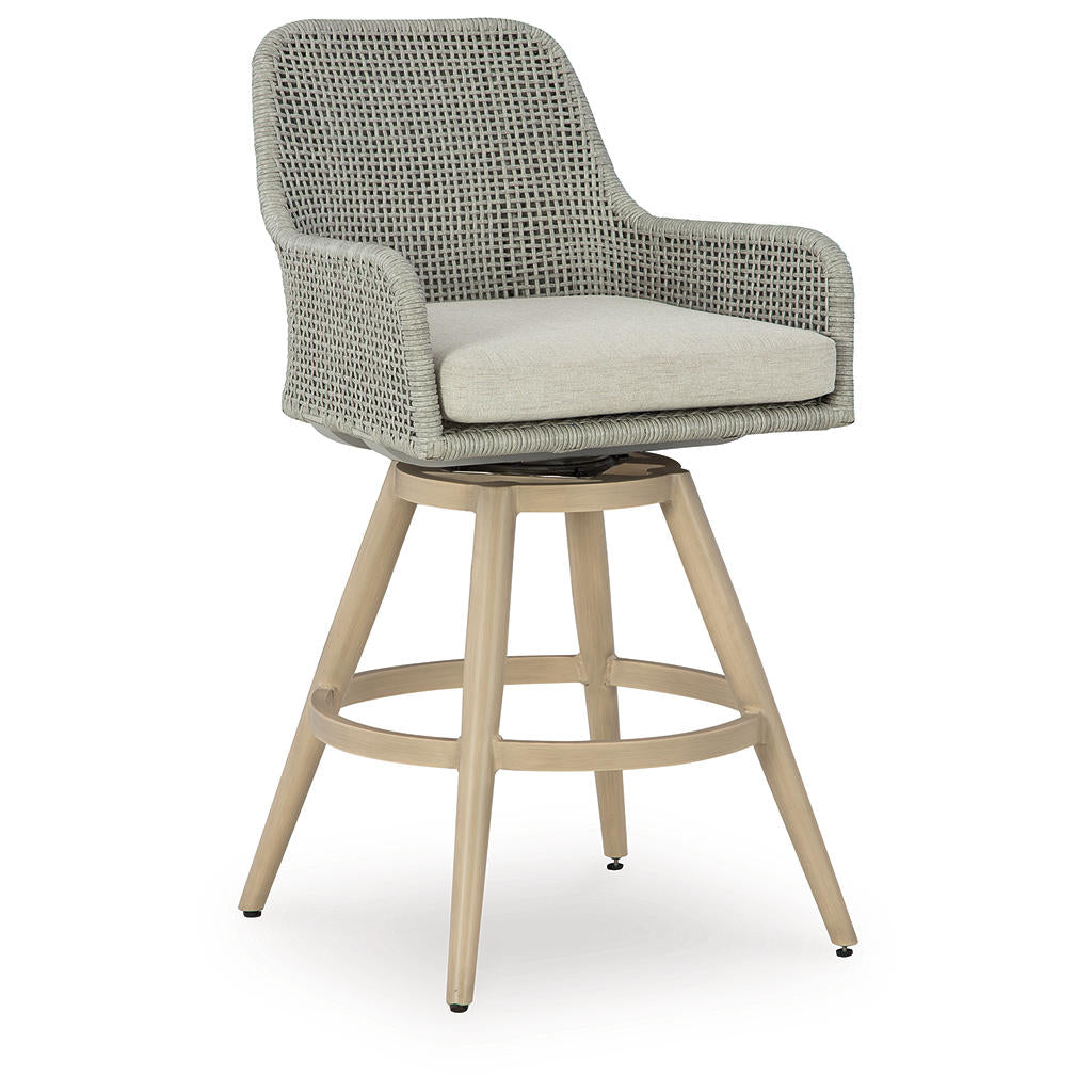 Seton Creek Outdoor Bar Height Barstool with Cushion (Set of 2) Signature Design by Ashley® Outdoor