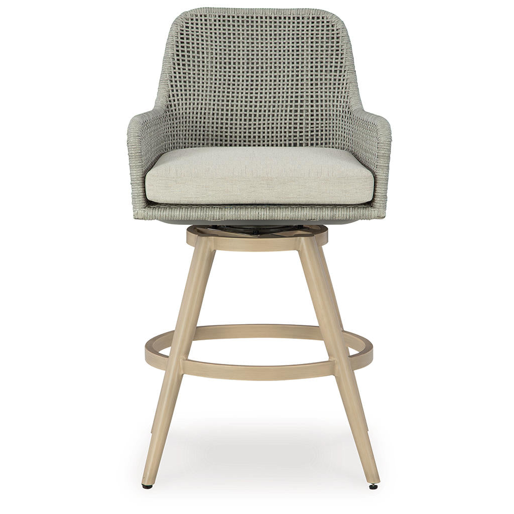 Seton Creek Outdoor Bar Height Barstool with Cushion (Set of 2) Signature Design by Ashley® Outdoor