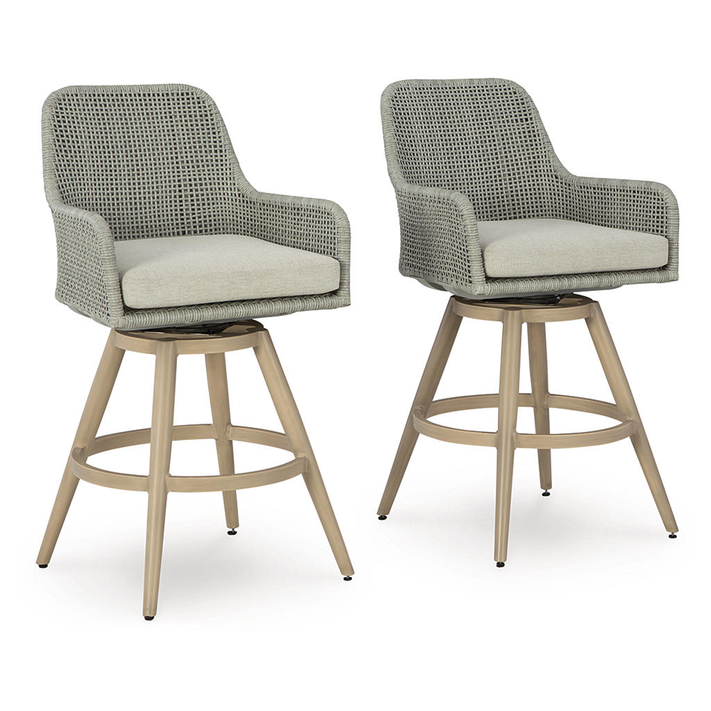 Seton Creek Outdoor Bar Height Barstool with Cushion (Set of 2) Signature Design by Ashley® Outdoor