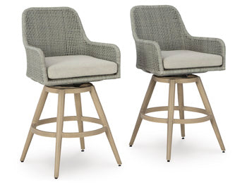 Seton Creek Outdoor Bar Height Barstool with Cushion (Set of 2) Signature Design by Ashley® Outdoor