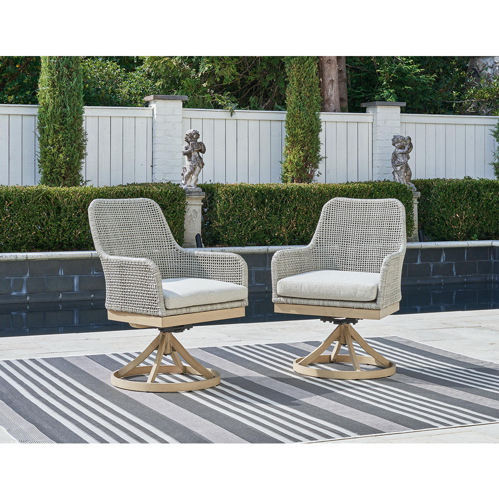 Seton Creek Outdoor Swivel Dining Chair (Set of 2) Signature Design by Ashley® Outdoor