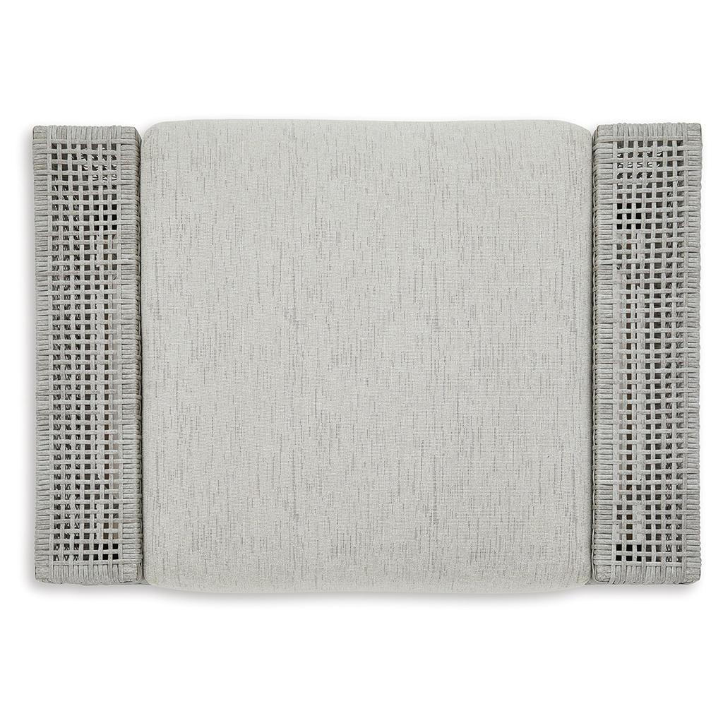 Seton Creek Outdoor Ottoman with Cushion — Gray Wicker Signature Design by Ashley® Outdoor