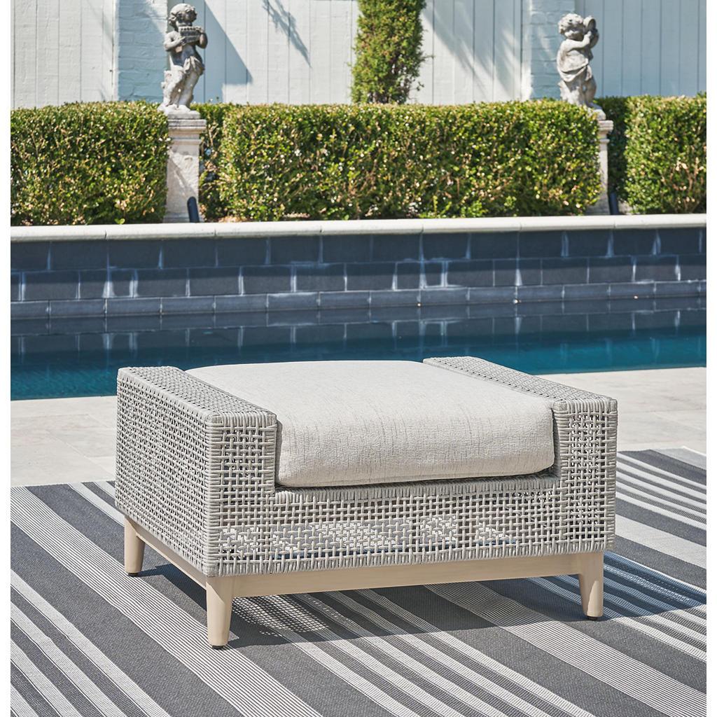 Seton Creek Outdoor Ottoman with Cushion — Gray Wicker Signature Design by Ashley® Outdoor