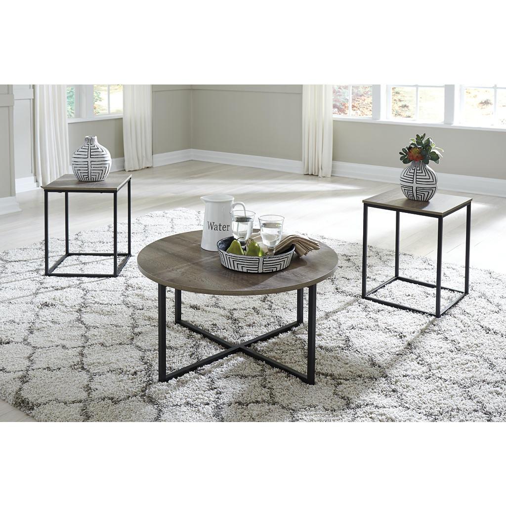 Wadeworth Table Set of 3 — Round Coffee and 2 End Tables Signature Design by Ashley® Living Room