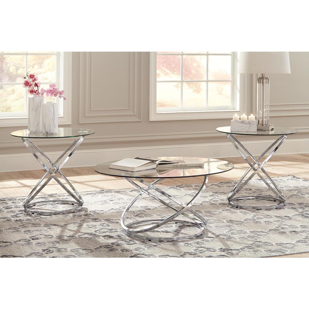 Hollynyx Table Set of 3 — Chrome Signature Design by Ashley® Living Room