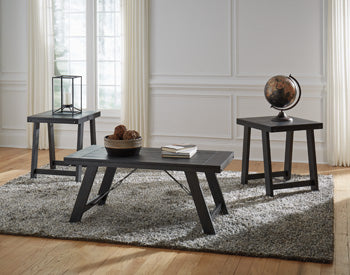 Noorbrook Table Set of 3 — Distressed Black Wash Trio Signature Design by Ashley® Living Room