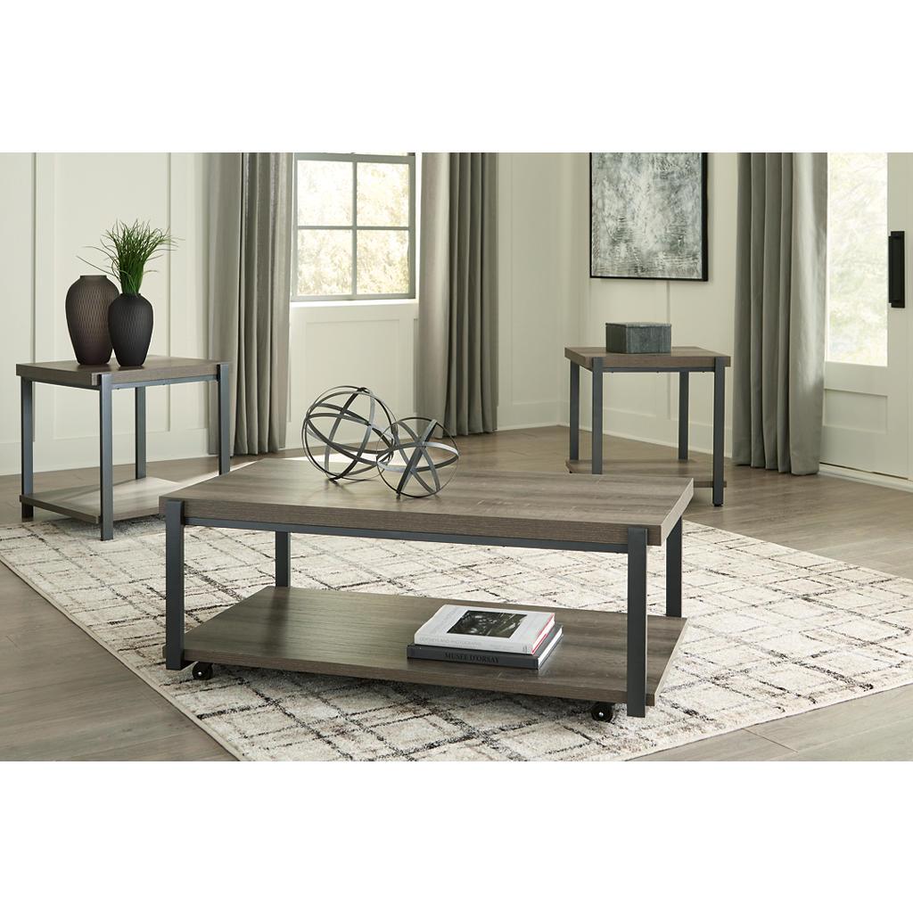 Wilmaden Table Set of 3 — Weathered Gray on Casters Signature Design by Ashley® Living Room