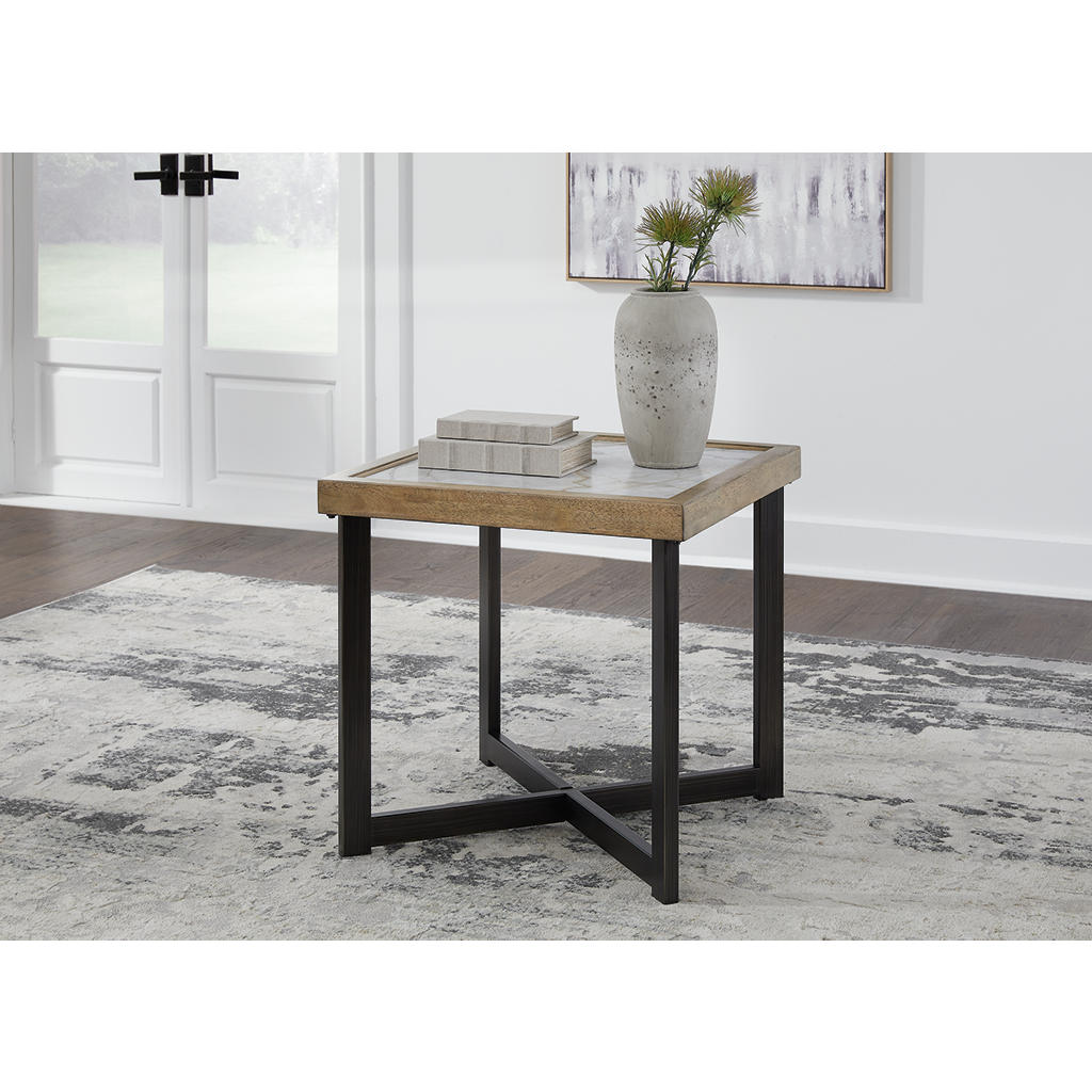 Montia End Table — Sintered Stone Square with Lower Shelf Signature Design by Ashley® Living Room