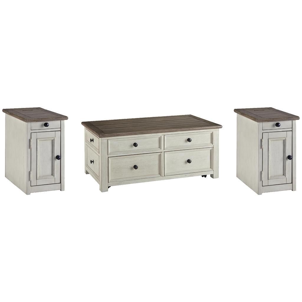 Bolanburg Table Set — Lift-top coffee table and 2 powered chairside tables Signature Design by Ashley® Uncategorized