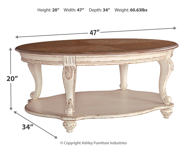 Realyn Coffee Table and 2 End Tables