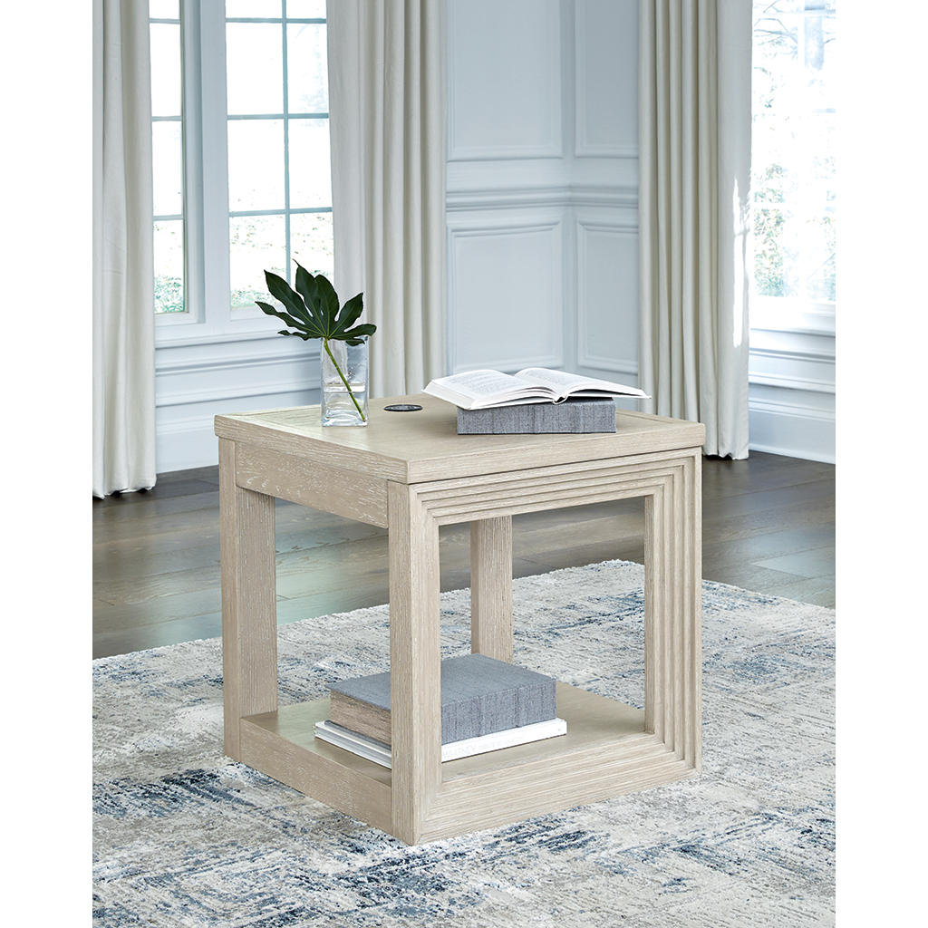 Marxhart End Table — Bisque Art Deco with Wireless Charging Signature Design by Ashley® Living Room